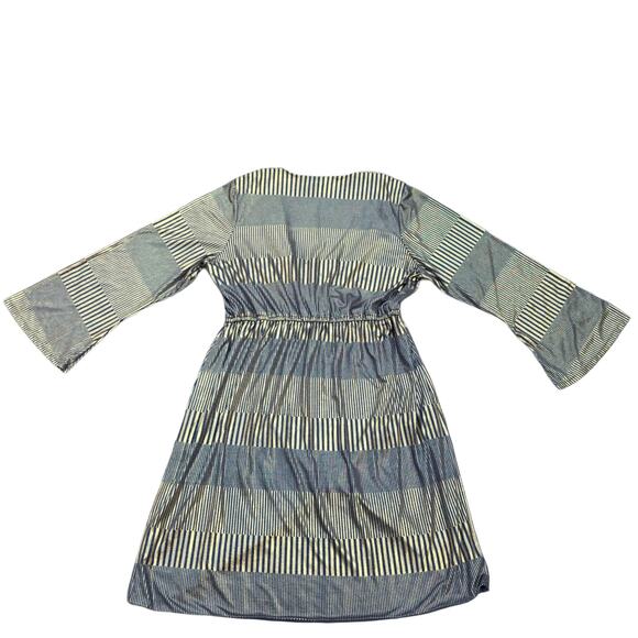 Gold Foil Hutch Dress Plus Size 1X Gray Bell Sleeve Faux Wrap Stretch Modcloth - Picture 8 of 9